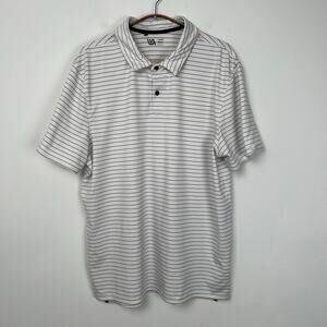 VRST Polo Shirt Mens Size Large Golf Breathable Performance White Striped Office
